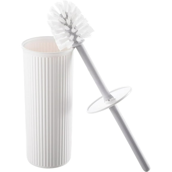 Superio Toilet Bowl Brush and Holder Set with Stylish Ribbed Design, White