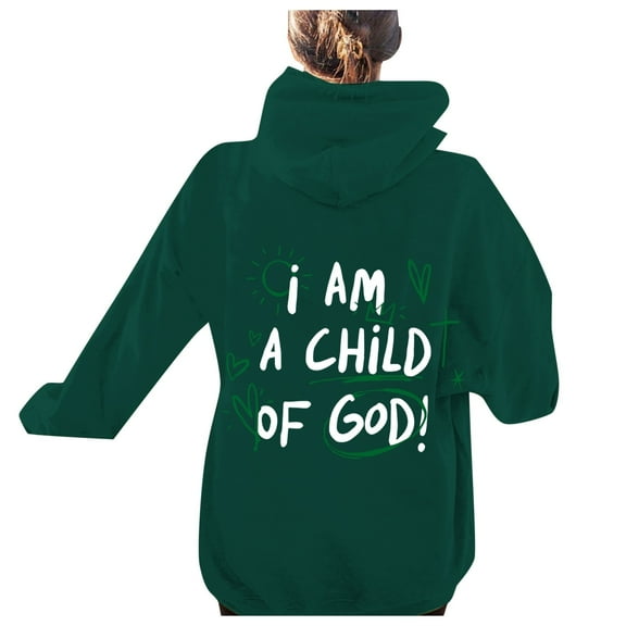 Wangmeiwg Women's Sweatshirts Women's Plus Size Casual Fashion Printed Hooded Sweatshirt Long Sleeve Comfortable Top with Pockets for Stylish Everyday Wear Dark Green XXL