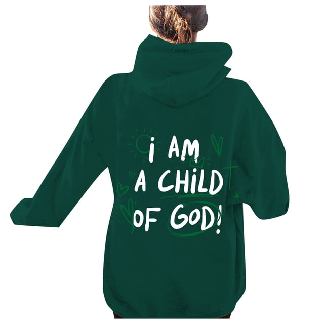 YFELWZ Sweat à Capuche Imprimé Mode Décontracté Grande Taille pour Femmes avec Poches Haut Vert Foncé TTG