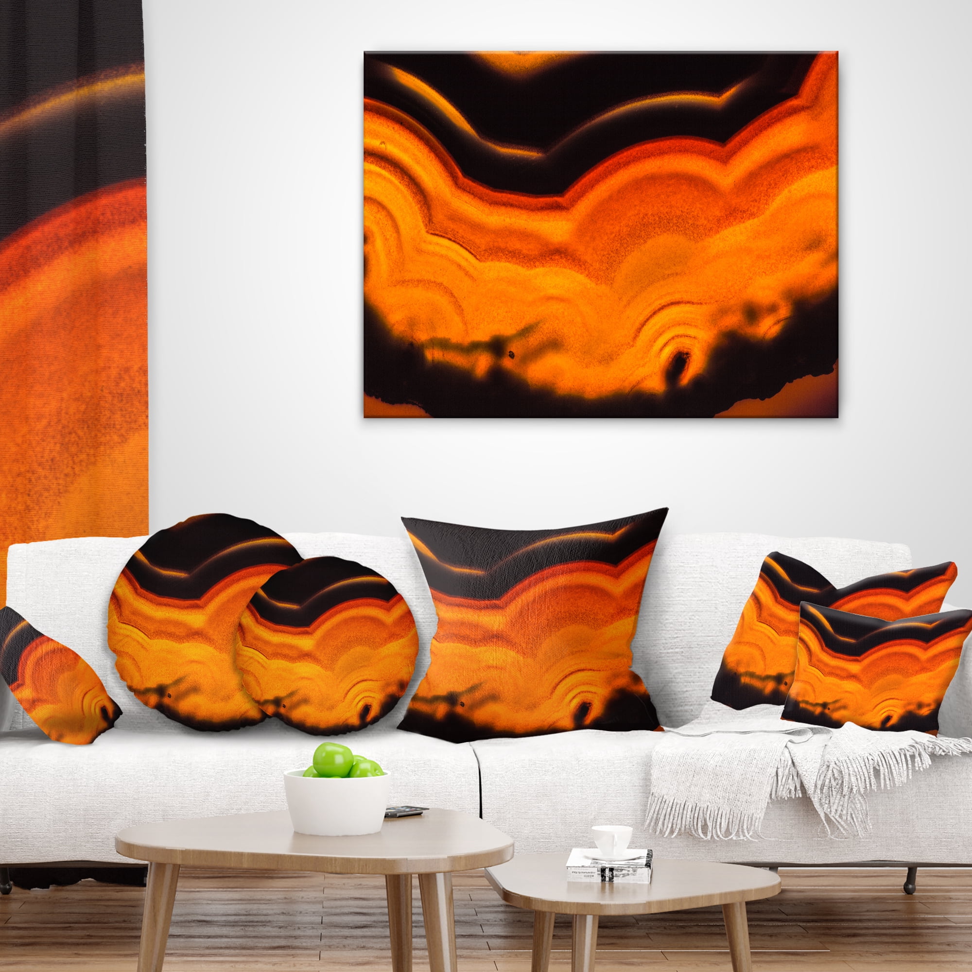 Designart Agate Macro Orange - Abstract Throw Pillow - 18x18