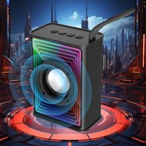 Nkmbld Powered Subwoofer Bluetooth Speaker Colorful Ambient Light Outdoor Car Desktop Subwoofer Mini Speaker, Graduation Gift, Black