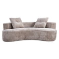 thumbnail image 6 of DEALTOPS 80" Curved Boucle Floor Sofa, 3-Seater Boneless Cloud Couch with 2 Pillows, No Assembly, Oatmeal, 6 of 7