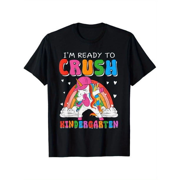 i'm Ready to Crush Kindergarten unicorn Back to School Girls Boys T-shirts, best back to school and back to school gifts for sons and daughters, suitable for the first day of school, school gifts.