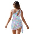 thumbnail image 6 of Xixirimido Rainbow Color Mermaid Scale Print Girls Swimwear One Piece with Adjustable Strap and Removable Bra, Fashion Bathing Suit with Mesh Cover Up Skirt for Teens, Size 11-12 Years, 6 of 7