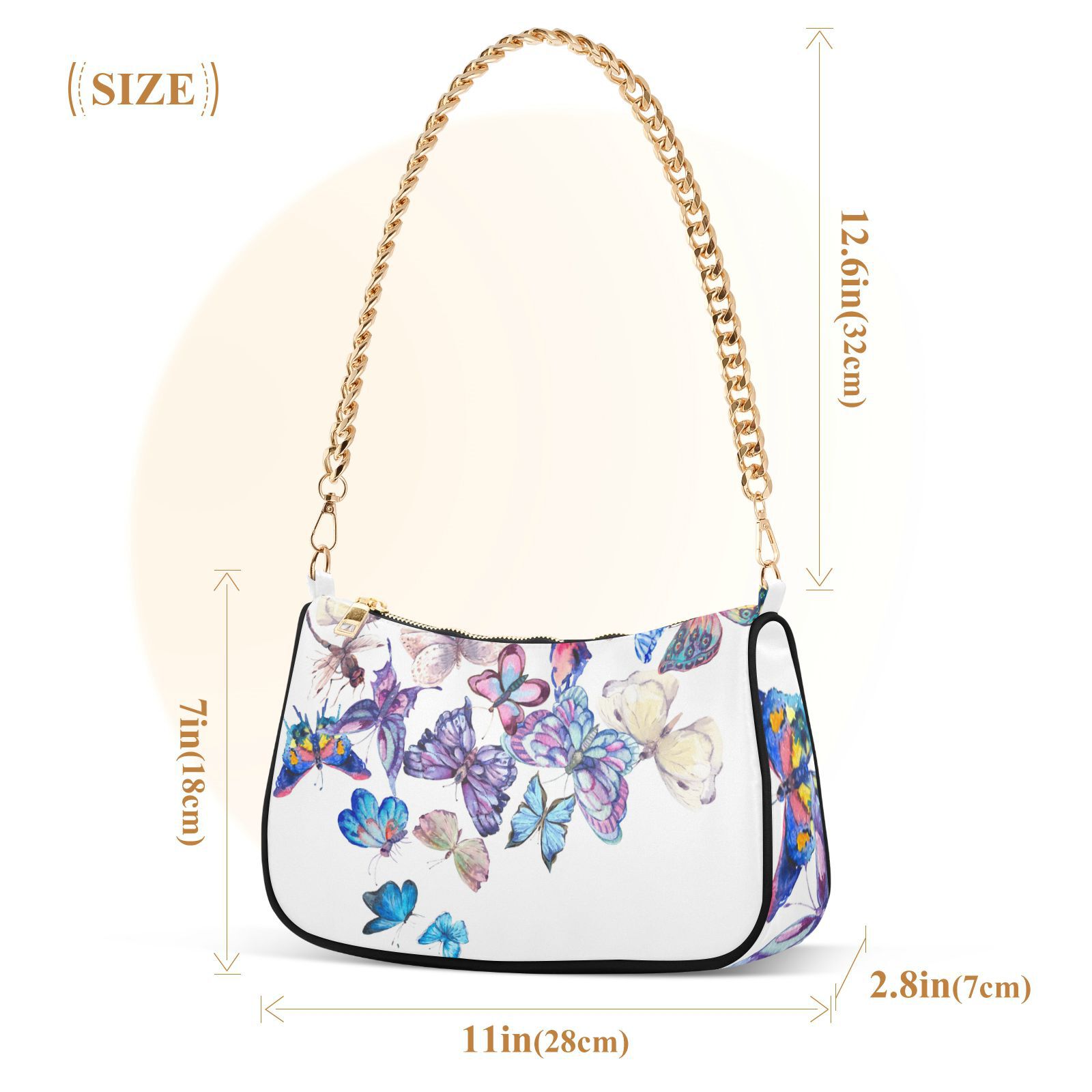 ALAZA Blue & Pink Butterfly Shoulder Bag Purse for Women ALAZA Blue & Pink Butterfly Shoulder Bag Purse for Women