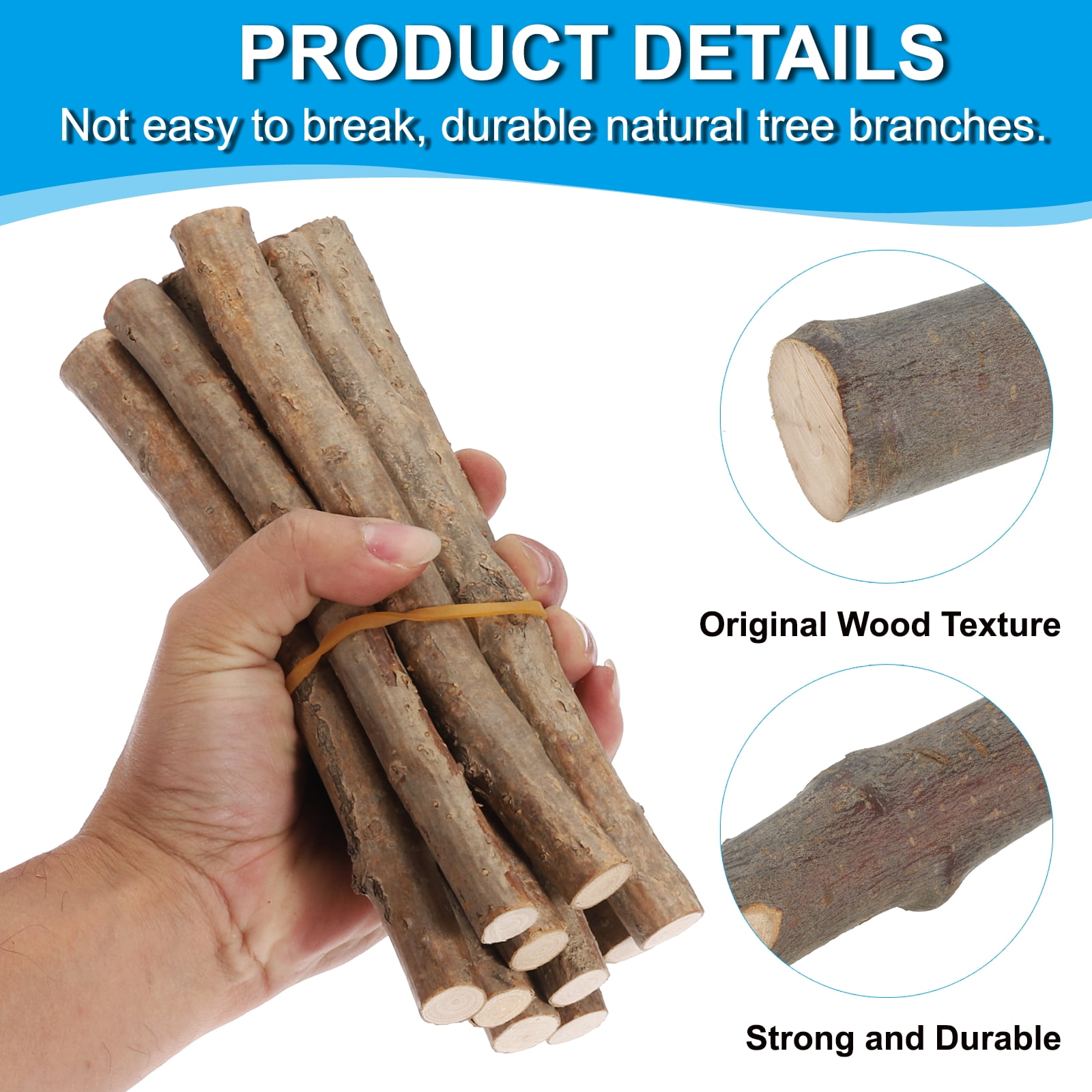 Uxcell 8 Pcs / 40cm Wood Log Sticks, 0.6-1.2inch inch in Diameter Natural Wood Craft Sticks, Dried Wood Sticks Decorative Wood Branch Sticks for DIY Crafts Accessory Photo Props, Brown