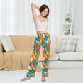 thumbnail image 4 of Dailycode Women's Pajama Pants Wide Leg Lounge Pj Bottoms With Pockets Various Colorful Hand, 4 of 7