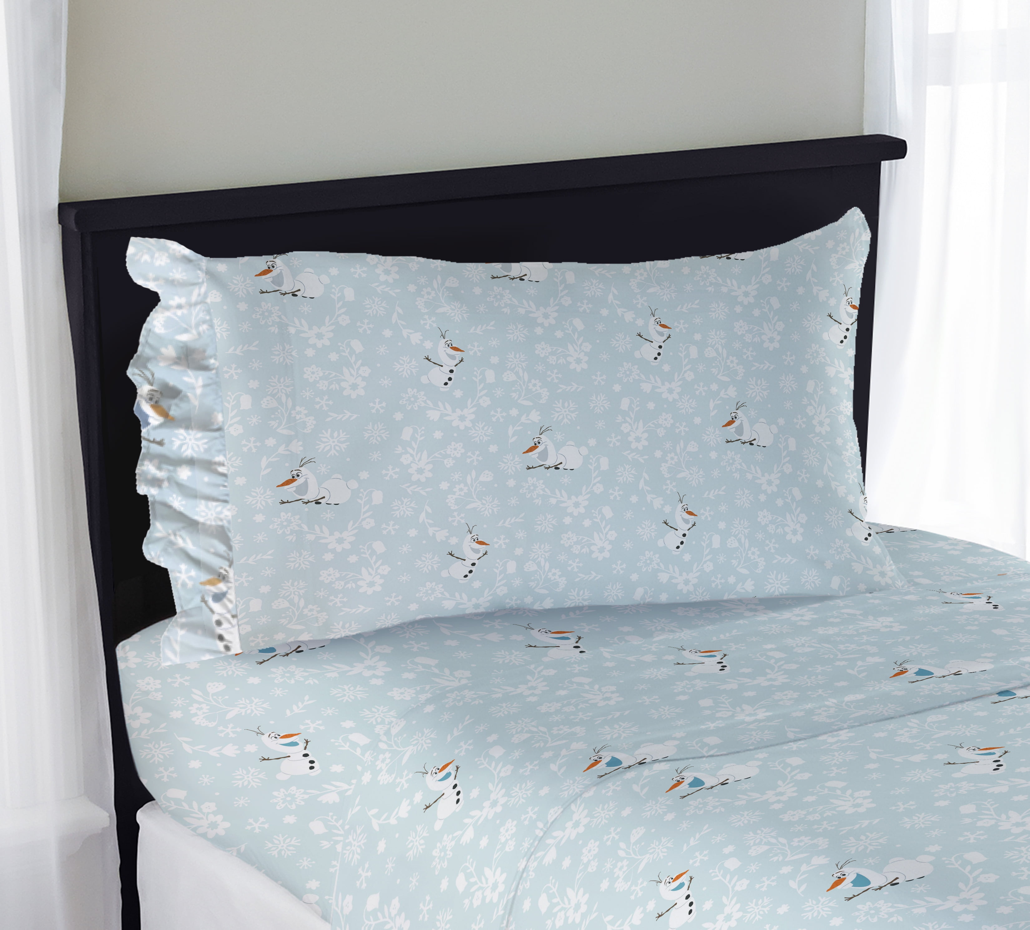 Disney Frozen Icy Adventure 3-Piece Twin Sheet Set, Kids, White and Blue