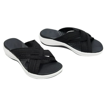 

ICQOVD Latest Upgrade Elastic Cross Correction Ladies Sandals Summer Slippers