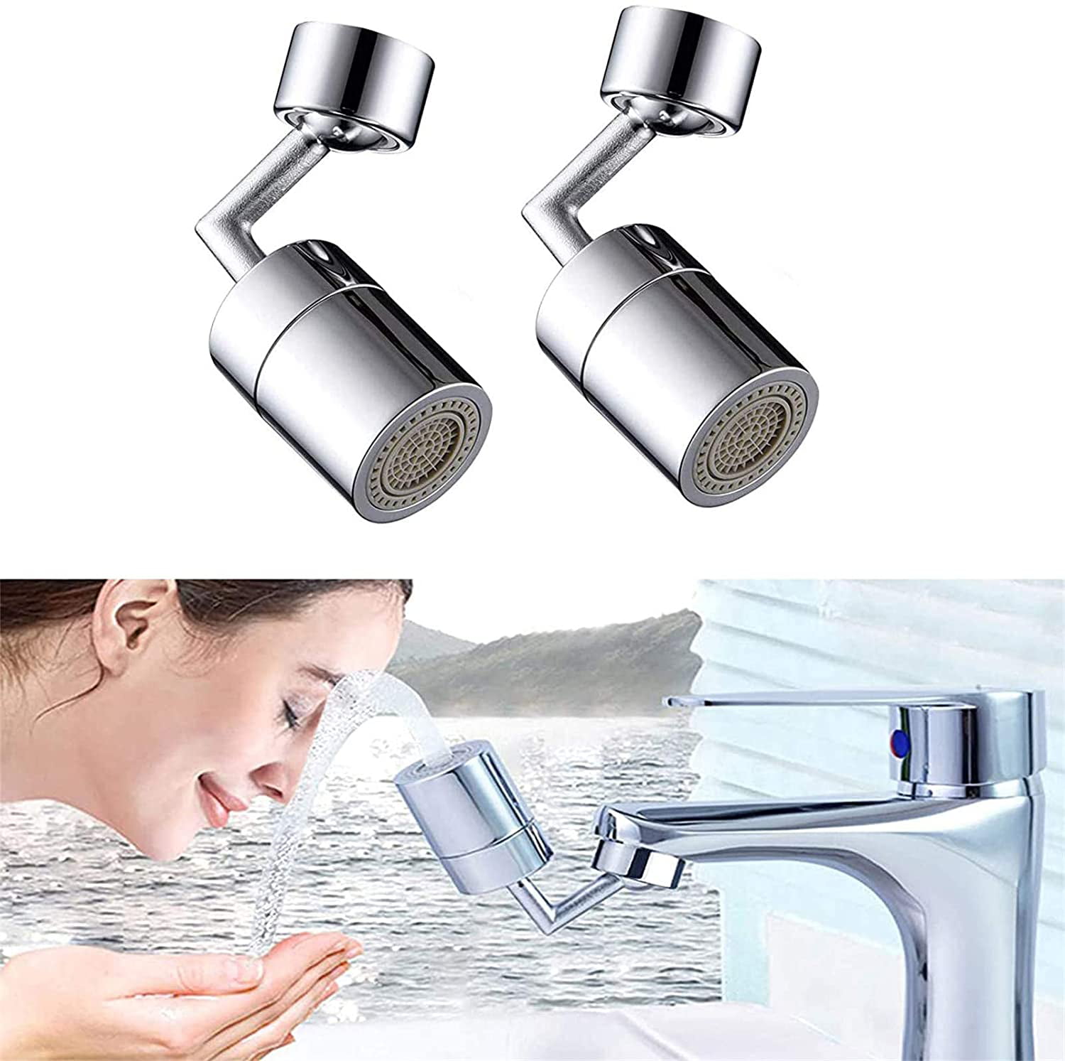 TWDYC 360 Degree Rotating Bathroom Fixtures Kitchen Accessories Water Saver 3 Modes Faucet Water Filter Extender Amplifier Color : A 