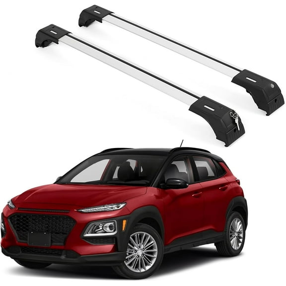 ERKUL Upgraded Roof Rack Cross Bars for Hyundai Kona 2018-2023 | Aluminum Crossbars with Anti Theft Lock for Rooftop | Compatible with Flush Rails - Silver