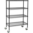 thumbnail image 1 of 30" Deep x 36" Wide x 92" High 4 Tier Black Wire Shelf Truck with 800 lb Capacity, 1 of 4