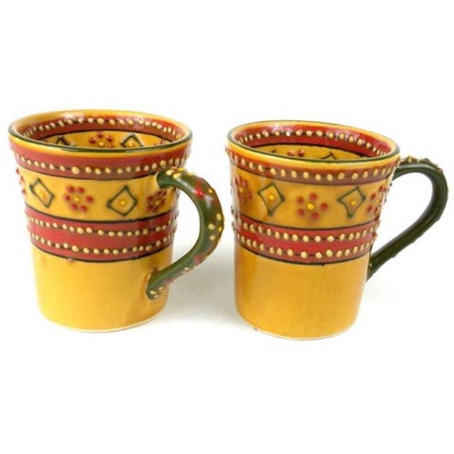 Encantada Main - Tasses Évasées Peintes&44; Rouge - 2 Set