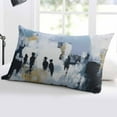 thumbnail image 5 of Abstract Blue Black Throw Pillow Cover 20 x 26 Inch Decorative Pillow Cover Vintage Simple Oil Painting Art Lumbar Pillowcase Seasonal Rectangle Cushion Case for Couch Sofa Bed Living Room, 5 of 7