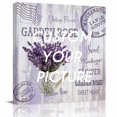 thumbnail image 2 of Purple Lavender Wall Art Painting on Canvas, Vintage Farmhouse Rustic Floral Wooden Grain Canvas Art Home Prints Wall Art Framed Modern Artwork for Living Room Bedroom Wall Decor 12x12in, 2 of 9