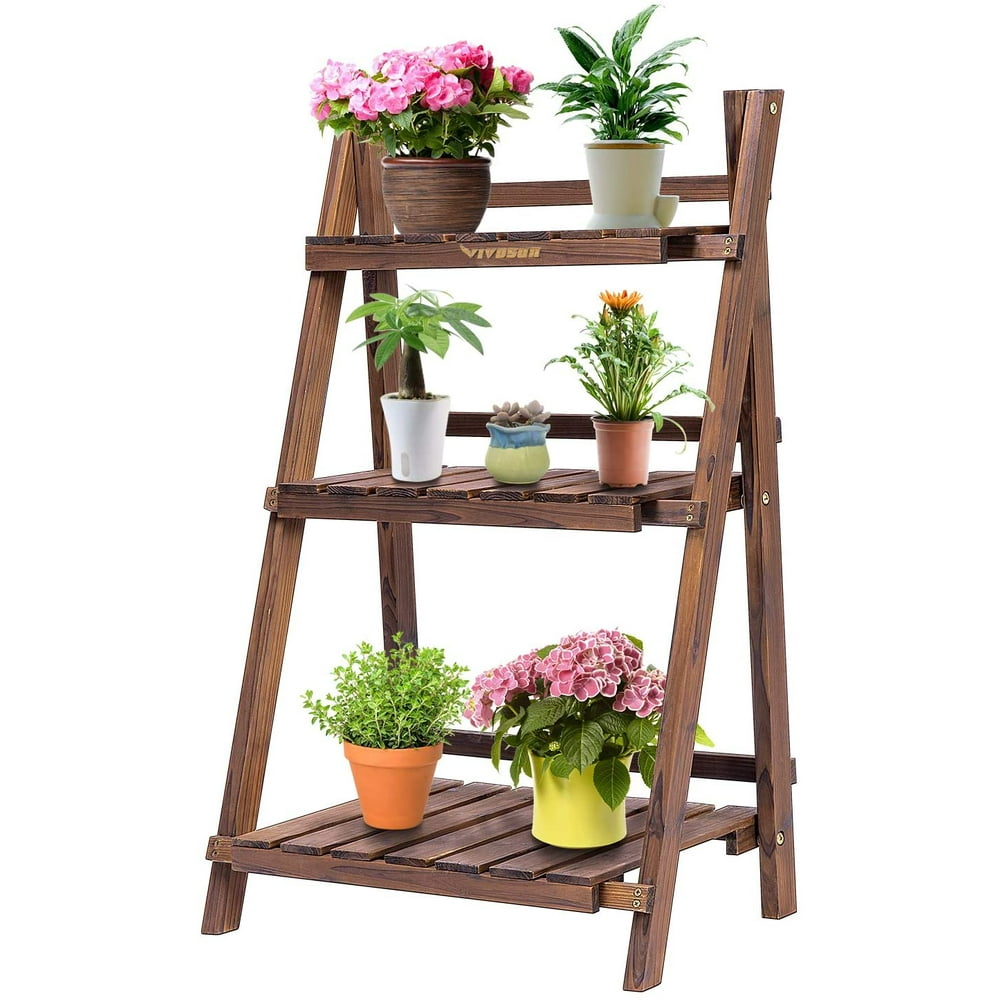 VIVOSUN 3 Tier Foldable Plant Stand Plant Shelf Flower Pot Organizer Storage Rack Display
