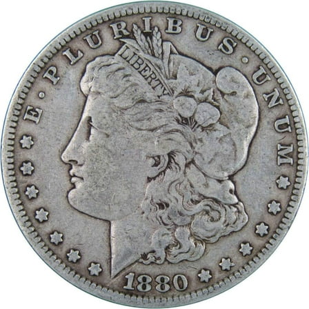 1880 Morgan Dollar F Fine 90% Silver $1 US Coin Collectible