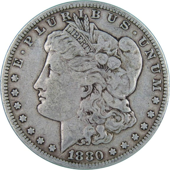 1880 Morgan Dollar F Fine 90% Silver $1 US Coin Collectible