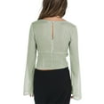 thumbnail image 5 of Franhais Women T-shirt, Long Sleeve Square Neck Tie-up Slim Fit Ladies Crop Top Streetwear for Casual Daily, 5 of 7
