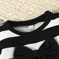 thumbnail image 4 of WOYY Infant Girls Outfits Casual Stripe Ruffle Bow Sweatshirt Flared Pants Set, Sizes 9-12M, 4 of 8