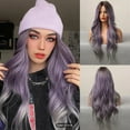 thumbnail image 6 of EWASON Human Hair Wigs,Color Mixing Colors Long Roll Curly Hair Middle Score Wig Fashion Natural Wig High Temperature Wire 25.59in Long Wig For Women Daily Life,Purple, 6 of 8