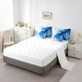 thumbnail image 3 of YST Blue Swirl 7-Piece Navy Marble Comforter Set, Modern Abstract Bedding Accessories, Queen Size, 3 of 4