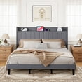 thumbnail image 3 of Soscana Bed Frame with Upholstered Headboard, King Size Bed Frame with Storage Shelf and Adjustable Feet,Easy to Assemble,Non-Slip Without Noise, 3 of 9