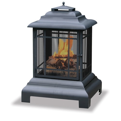 Uniflame Mission-Style Outdoor Firehouse Firepit , Black by UniFlame