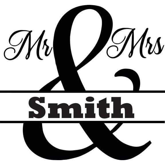 Personalized Name Vinyl Decal Sticker Custom Initial Wall Art Personalization Decor Home Living Room Marriage Mrs. Mr. Wedding Shower Gift 12 Inches X 12 Inches
