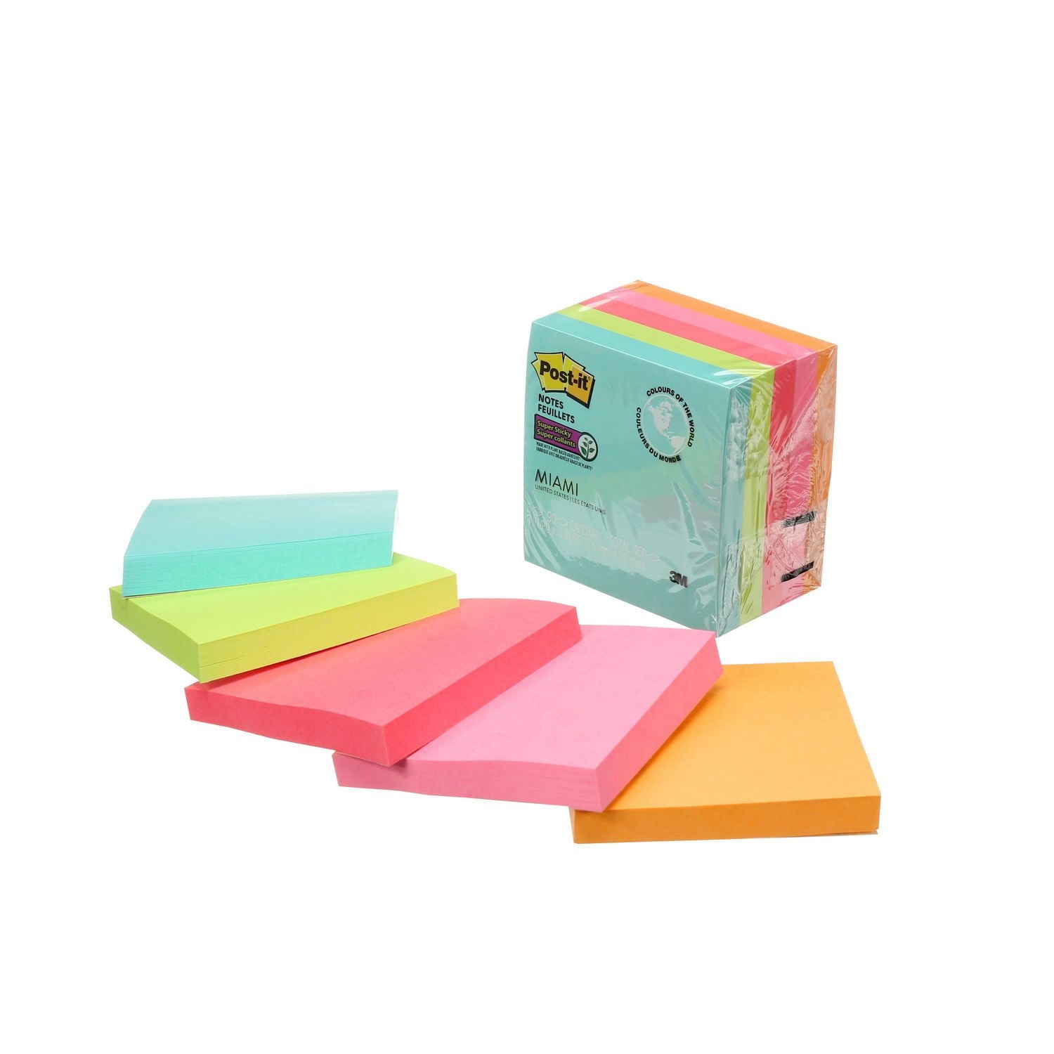Post-it® Super Sticky Notes 654-5SSMIA-C RP, Miami Collection, Post-it Super Sticky Notes 654-5SSMIA-C RP