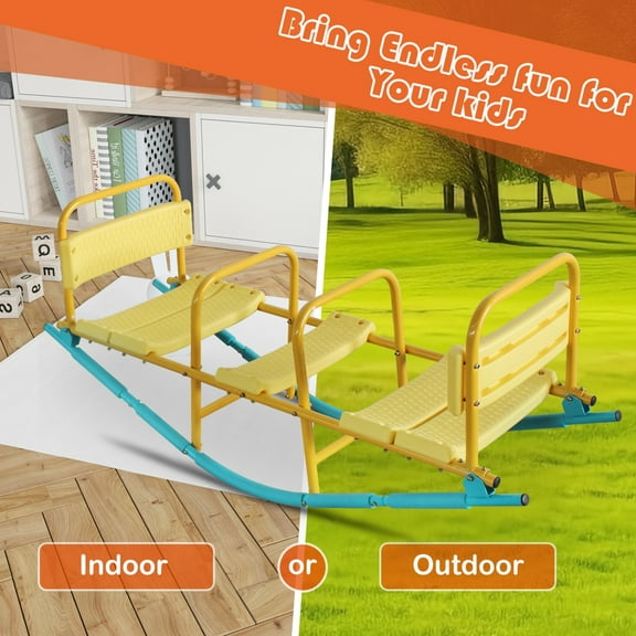 DECMAY Outdoor Rocking Horse Outdoor Park Playground Equipment Double Or Triple Seesaw Swinging Fun