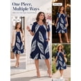 thumbnail image 6 of Mengpipi Women's Dresses Summer Short Sleeve Round Neck Pocketed Loose Leaf Print Casual Gown 1X-5X, 6 of 9