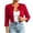 Red, variant on SETOOFF Open Front Cropped Womens Blazer 3/4 Sleeve Round Neck Pleated Shoulder Jacket Loose Fit Outerwear Dressy Casual Spring Summer Office Vacation Clothes