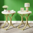 thumbnail image 3 of Round Side Table with White Marble Top & Gold Base, Small End Table for Sofa, Bedroom, Living Room, 3 of 6