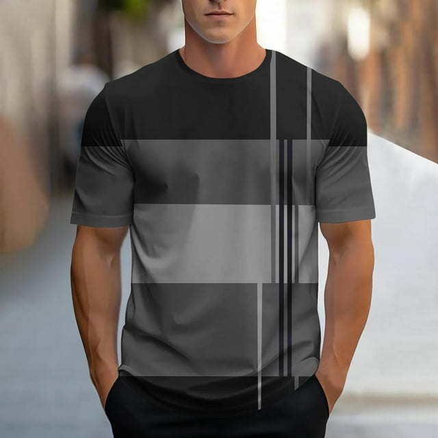 Weiqiqre T-Shirts pour Homme Manches Courtes T-Shirt à Blocs de Couleur Col Rond Chandail Décontracté Basique