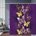 thumbnail image 4 of SUNOLIFE Purple Butterfly Shower Curtain,Modern Luxurious Fabric Bathroom Curtain with Hooks,72x72 in, 4 of 4