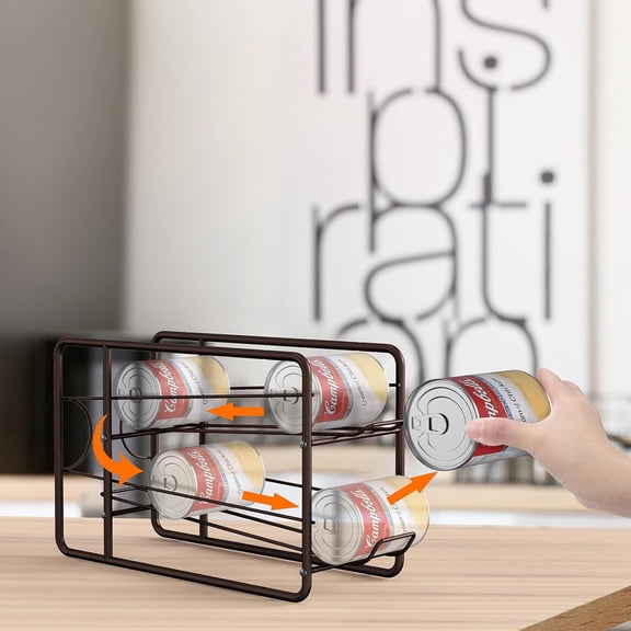 4 Pack Can Dispenser Rack Stackable Storage Organizer for Kitchen Cabinet Pantry Countertop Bronze