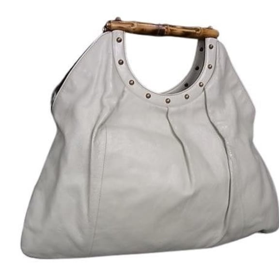 Pre-Owned GUCCI Bamboo Handbag 124290 Ivory Leather Women's