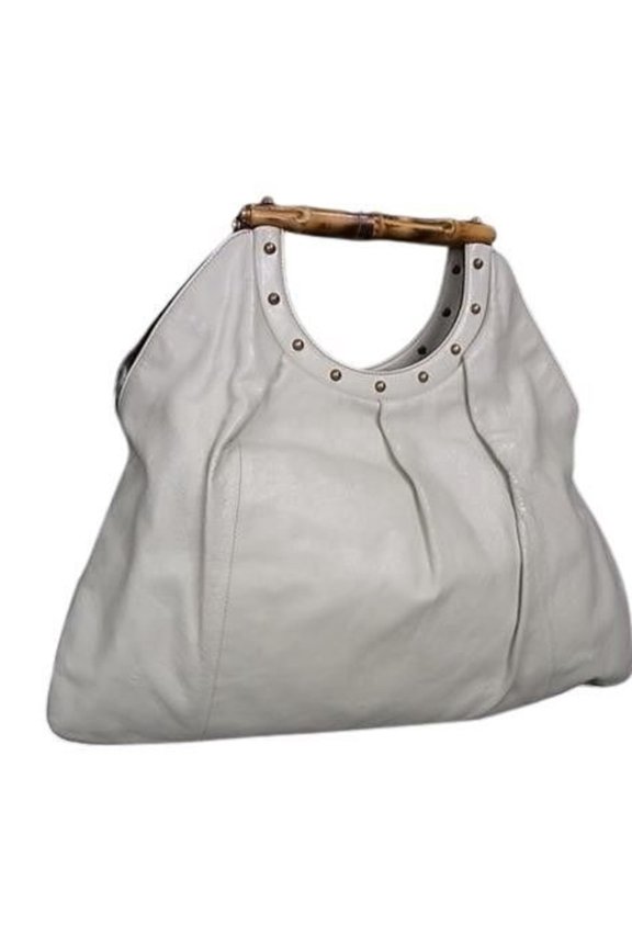 Pre-Owned GUCCI Bamboo Handbag 124290 Ivory Leather Women's