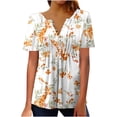 thumbnail image 2 of Yuwull Womens Summer Tops Hide Belly Tunic 2023 Summer Plus Size Tops Short Sleeve T Shirts Cute Flowy Henley Tshirt Casual Dressy Blouses for Leggings, 2 of 5