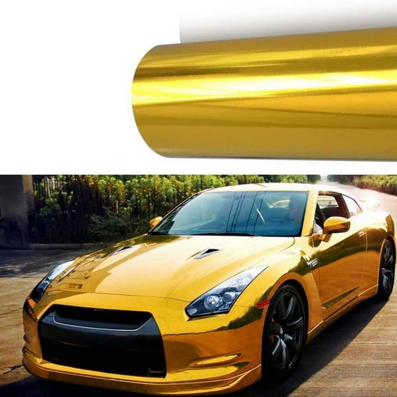 MJVINYL Chrome Mirror Vinyl Film Wrap Sticker Decal Automotive Decals & Stickers, Gold, 12" x 60"