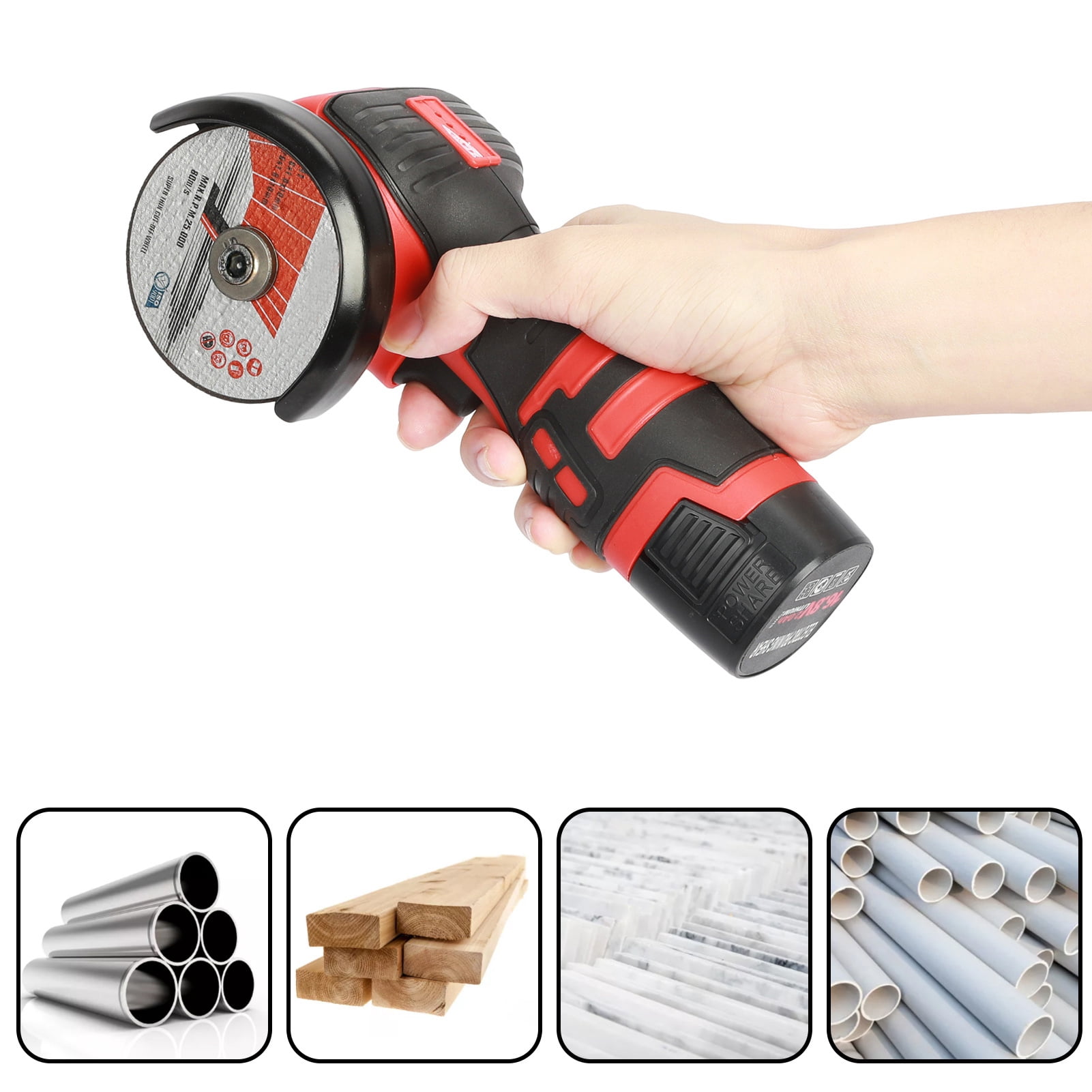 18V Cordless Mini Angle Grinder - 550W Power with 2 Batteries & Charger, 10mm Cutting Capacity, Compact 8.3" Design for Metal/Wood Cutting & Polishing (Includes 2 Grinding Discs)