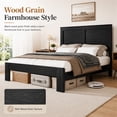 thumbnail image 5 of SESSLIFE Queen Size Bed Frame with Headboard, Rustic Wood and Metal Platform Bed, Farmhouse Queen Bed Frame with Under Bed Storage, No Box Spring Needed, Black, 5 of 9