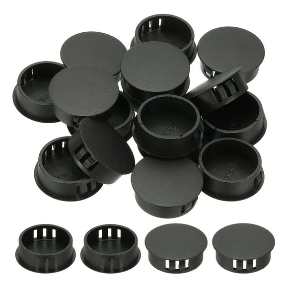 Uxcell Bouchons de Trou en Plastique, 34 Pcs 1 1/9 Pouces(28mm) Bouchons en Plastique Bouchon de Trou à Vis Boucle de Bureau à Enclenchement Verrouillage des Trous Insert de Meuble Bouchon d'Extrémité pour Armoire de Cuisine, Noir