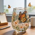thumbnail image 5 of SLYNSHome Butterfly Floral Stemless Glass Cup With Gold Rim, Elegant Water Drinking Tumbler, Birthday Gift For Women, Home Kitchen Decorative Glassware, 5 of 6