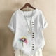 thumbnail image 1 of Fiudx Ofertas Flash Del Día Top de Manga Corta con Cuello Redondo y Botones Regulares con Estampado Sexy de Verano para Mujer, 1 of 5