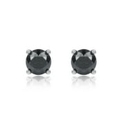 1/4 Cttw Round Black Diamond Stud Earrings in Sterling Silver