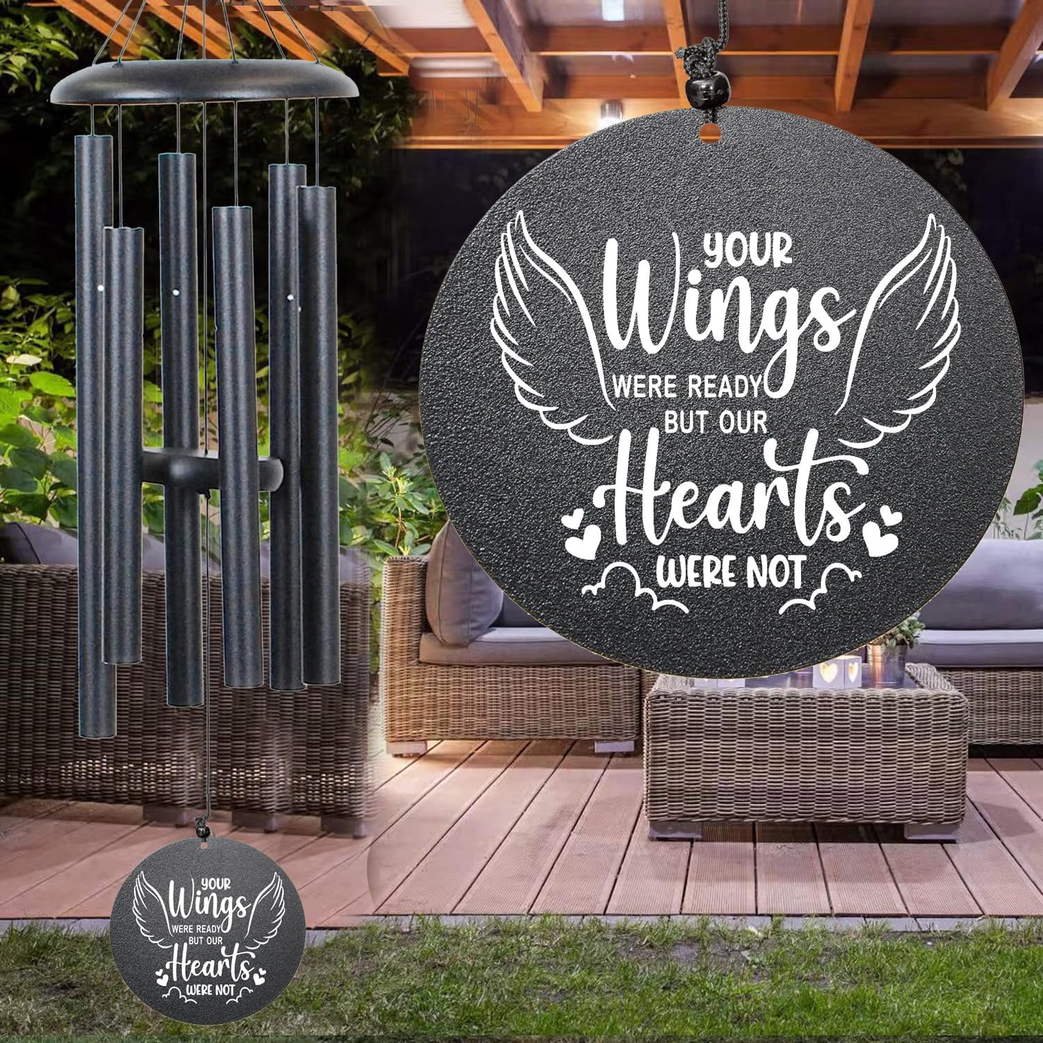 Memorial Wind Chimes for Loss of Loved One Rememberance Gifts for Loss of Dad Mom Wife Husband Daughter Large Angel Windchimes Garden Patio Home Décor