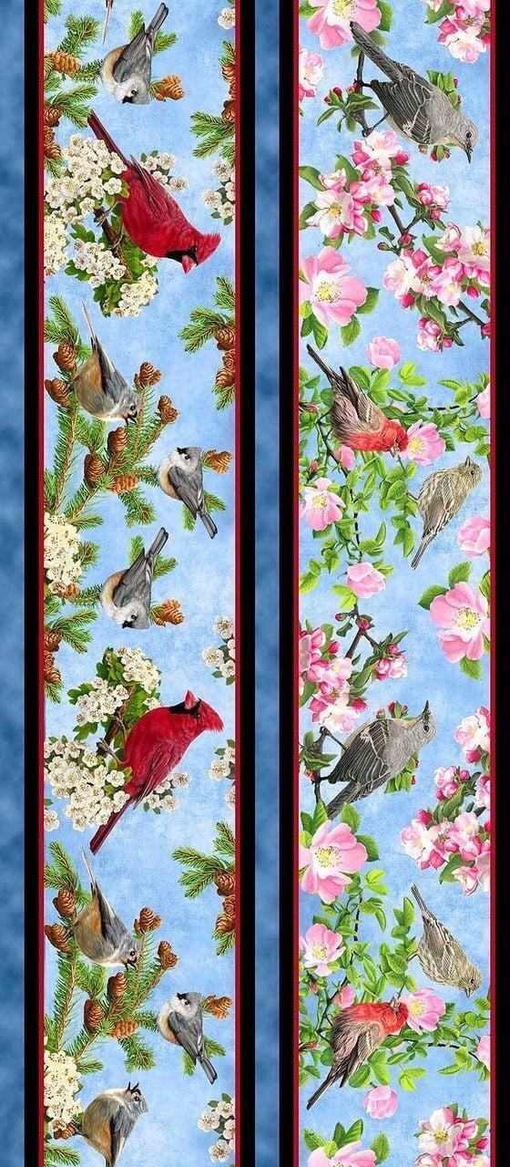 Songs of Nature Birds on Stripe by Quilting Treasures