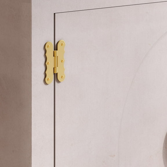 Renovators Supply Door Hinges Scalloped Flush Cabinet Hinges 3.5 x 3 in. Solid Brass Folding Cabinet Door H Hinges Brass Inte